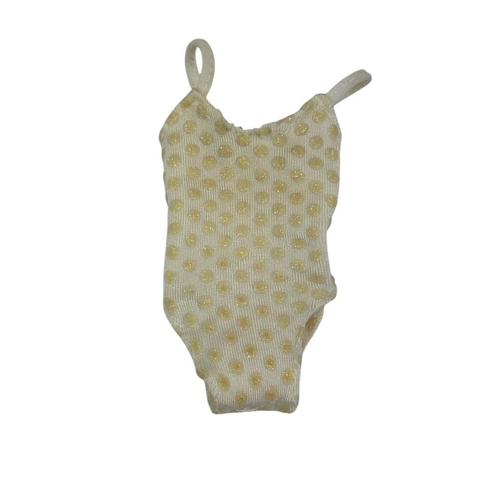 My First Barbie 80s Unitard White Gold Polka Dot Barbie Mattel Doll Clothes